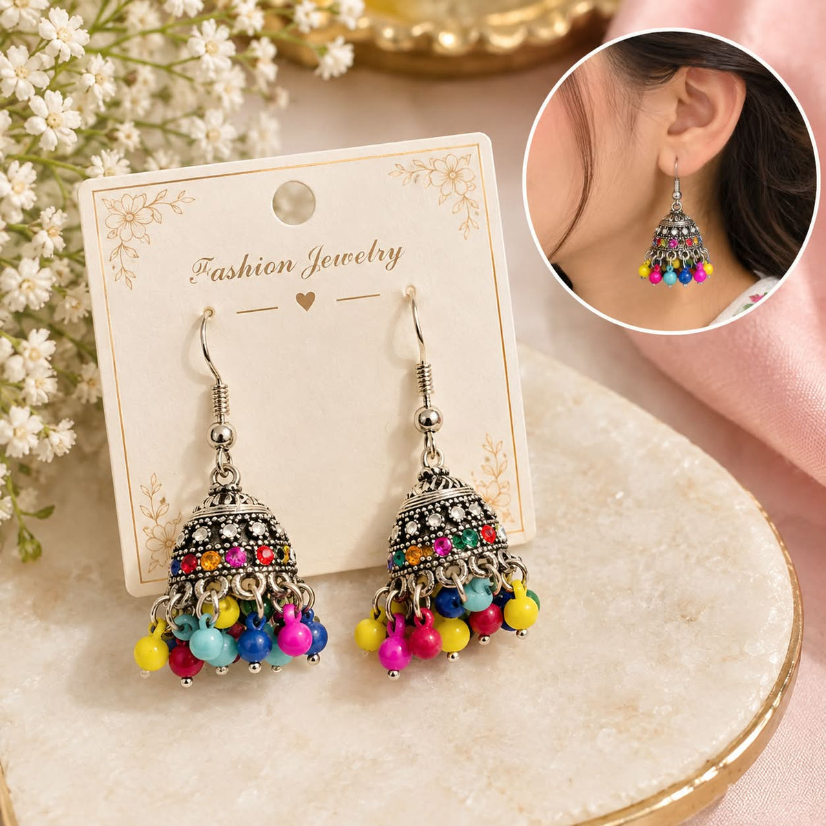 Colorful Multicolor Jhumka Earrings